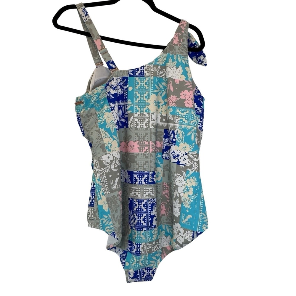 Cacique Curve Floral Patchwork One Piece Swimsuit 20W - Picture 2 of 10